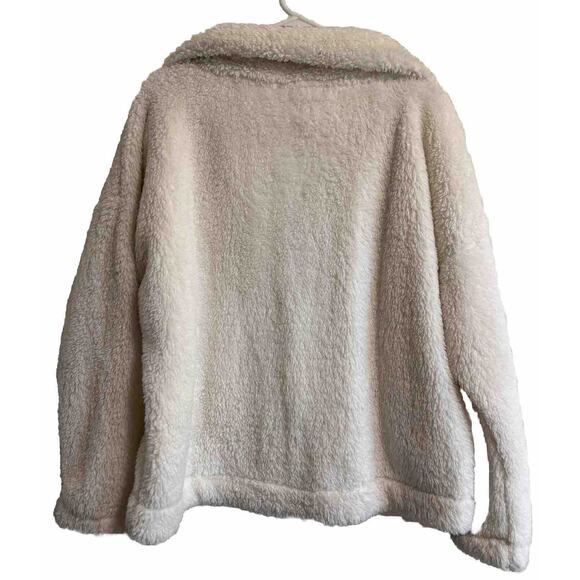 Tommy Hilfiger Women's Size L White Sherpa Half Zip Pullover Jacket Y2K Gorpcore - Picture 2 of 10